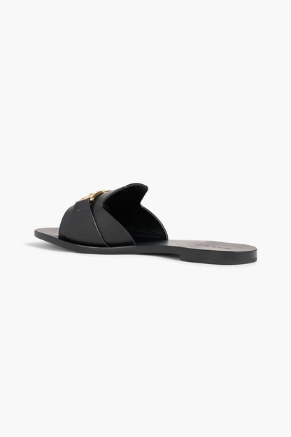 Bally Positano Embellished Leather Slides Black Women's