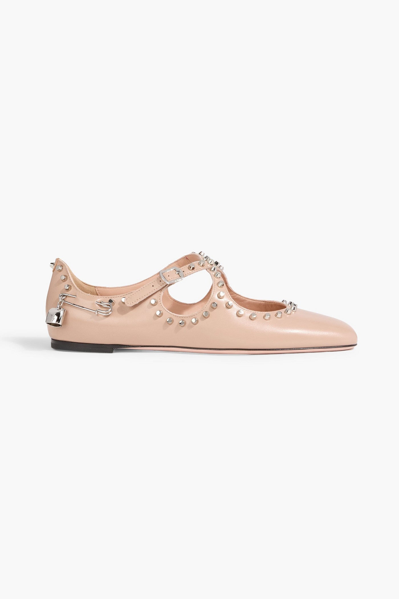 Bally Beliska Studded Leather Mary Jane Flats Neutral Women's