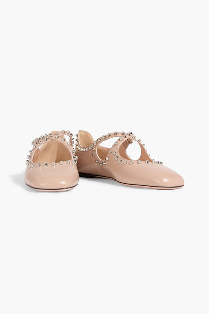 Bally Beliska Studded Leather Mary Jane Flats Neutral Women's