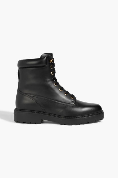 Bally Galya Leather Combat Boots Black Women's