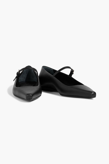 Loulou De Saison Alice Leather Mary Jane Flats Black Women's