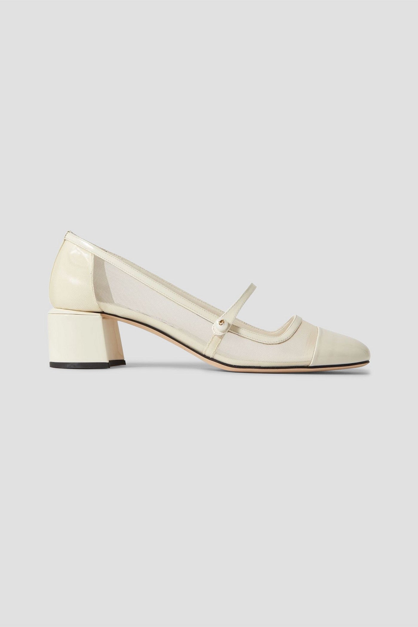 Jimmy Choo Elisa 45 Embellished Patent-Leather And Mesh Mary Jane Pumps Ivory Women's