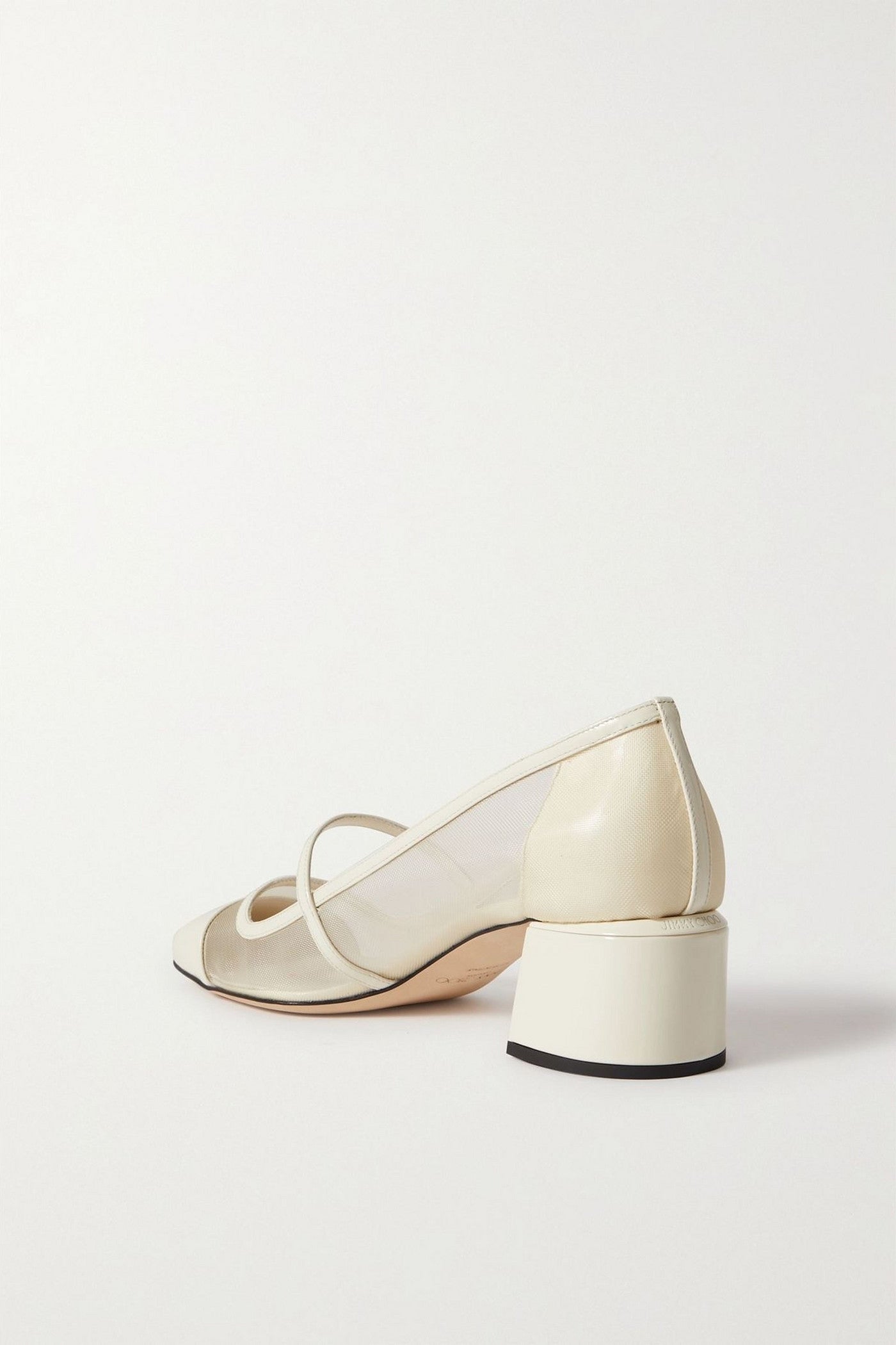 Jimmy Choo Elisa 45 Embellished Patent-Leather And Mesh Mary Jane Pumps Ivory Women's