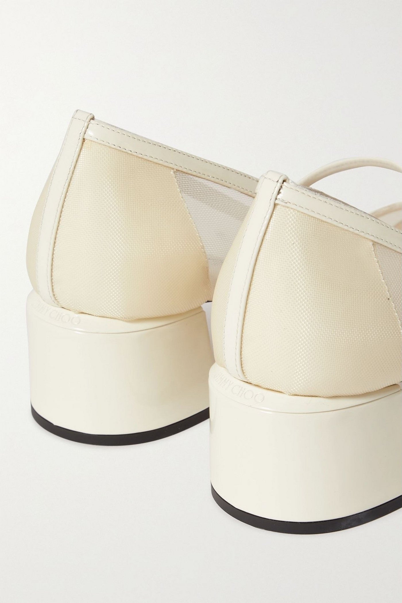 Jimmy Choo Elisa 45 Embellished Patent-Leather And Mesh Mary Jane Pumps Ivory Women's