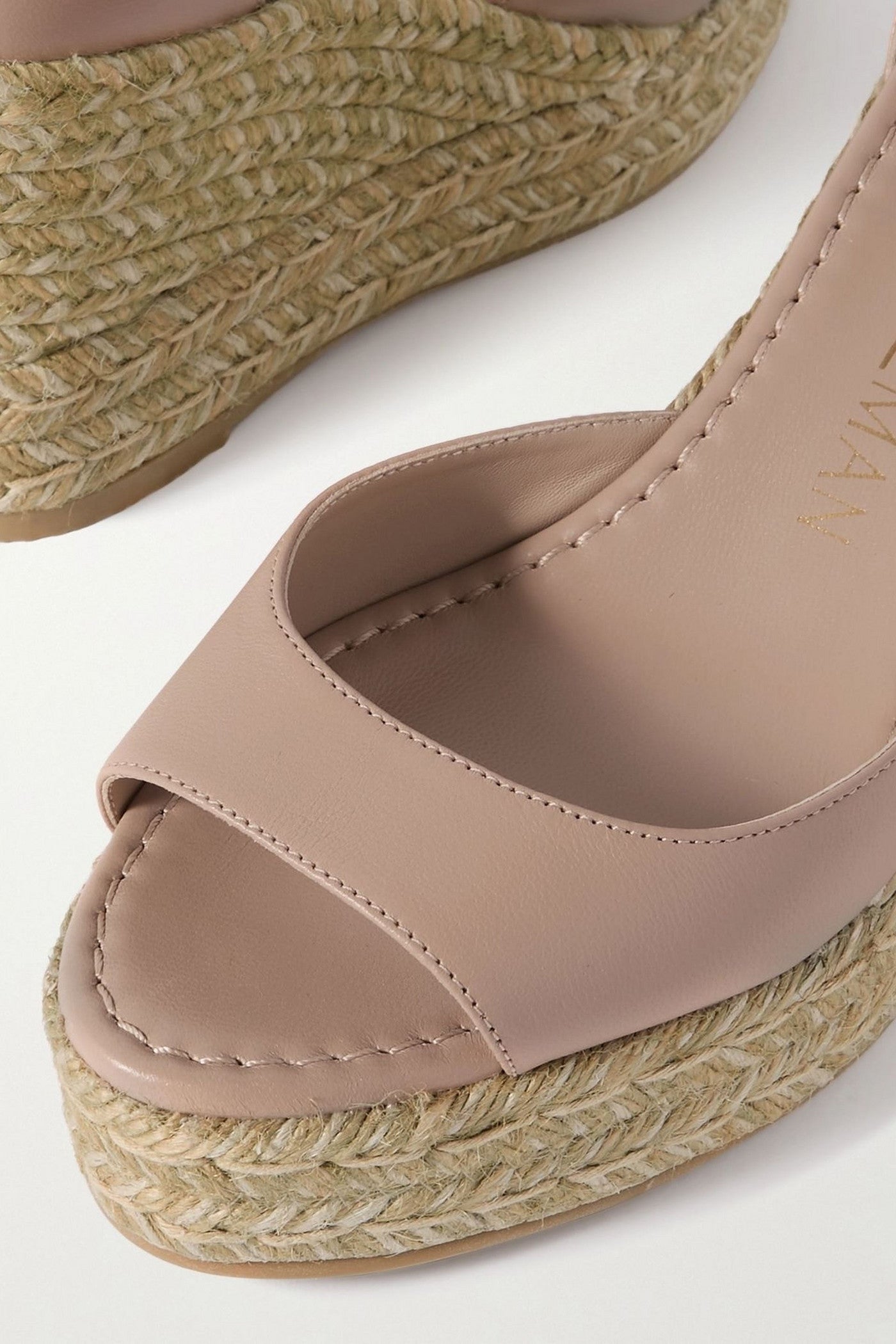 Stuart Weitzman Leather Espadrille Wedge Sandals Taupe Women's