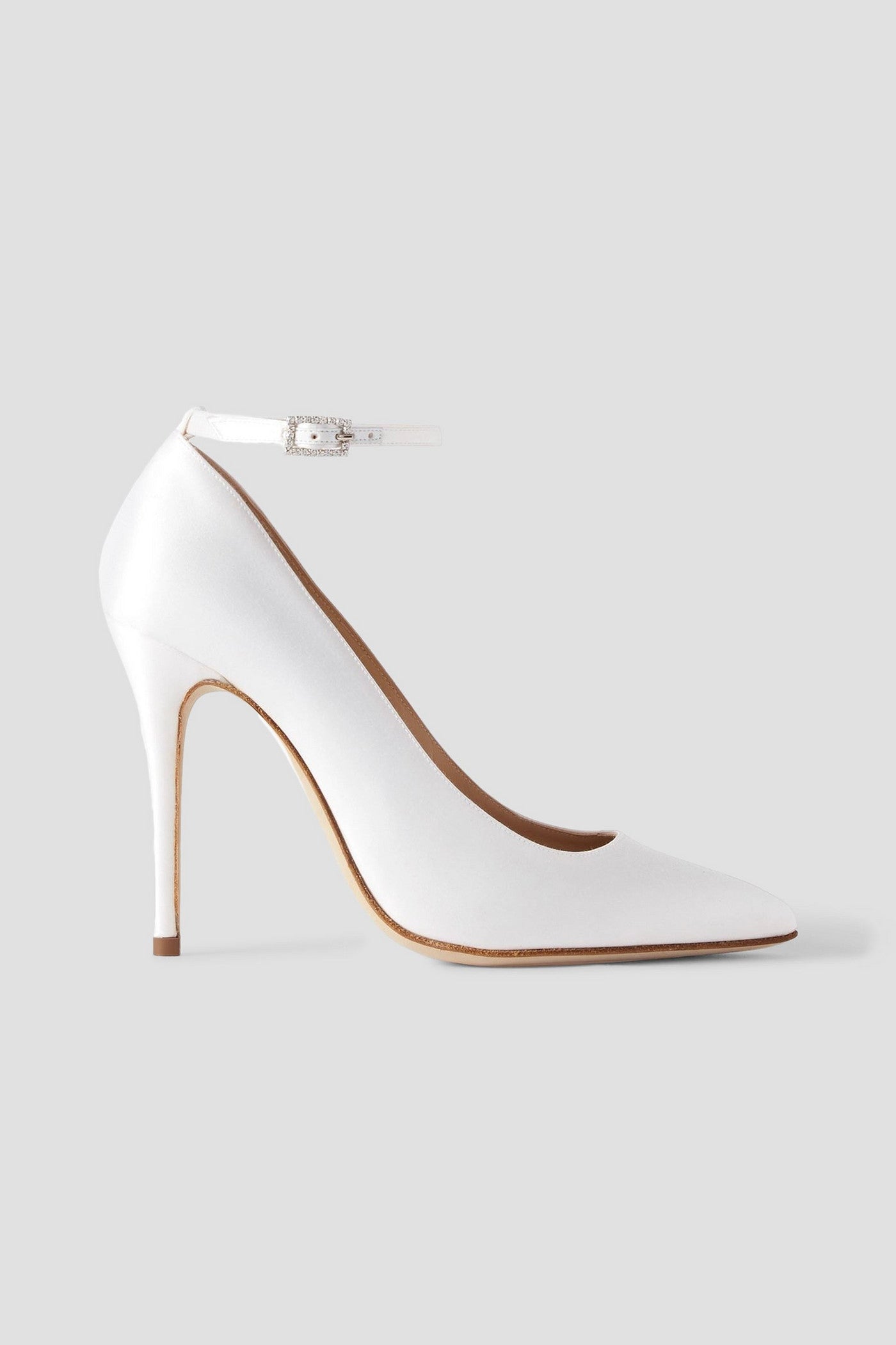 Alessandra Rich Crystal-Embellished Silk-Satin Pumps White Women's
