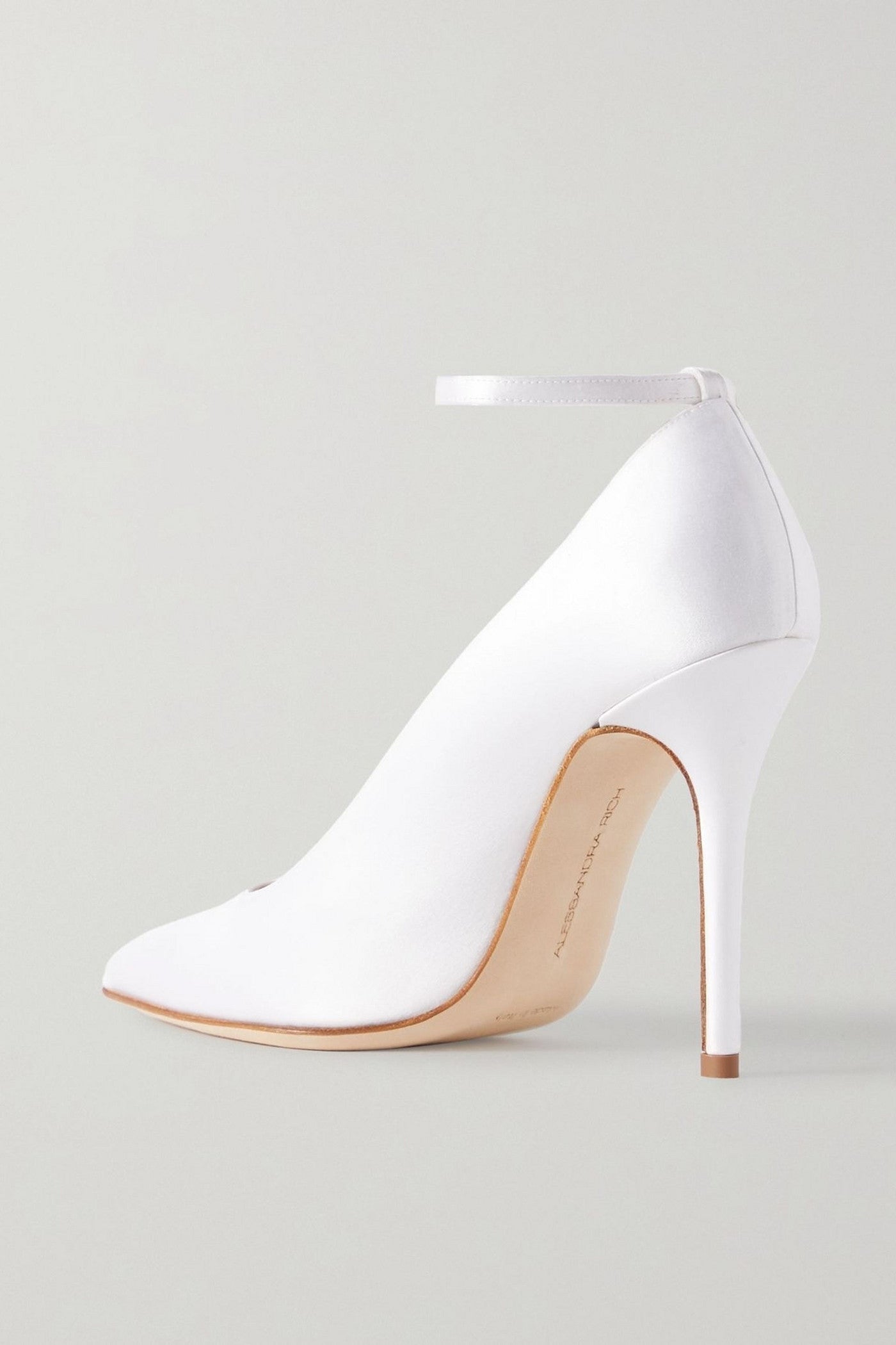 Alessandra Rich Crystal-Embellished Silk-Satin Pumps White Women's