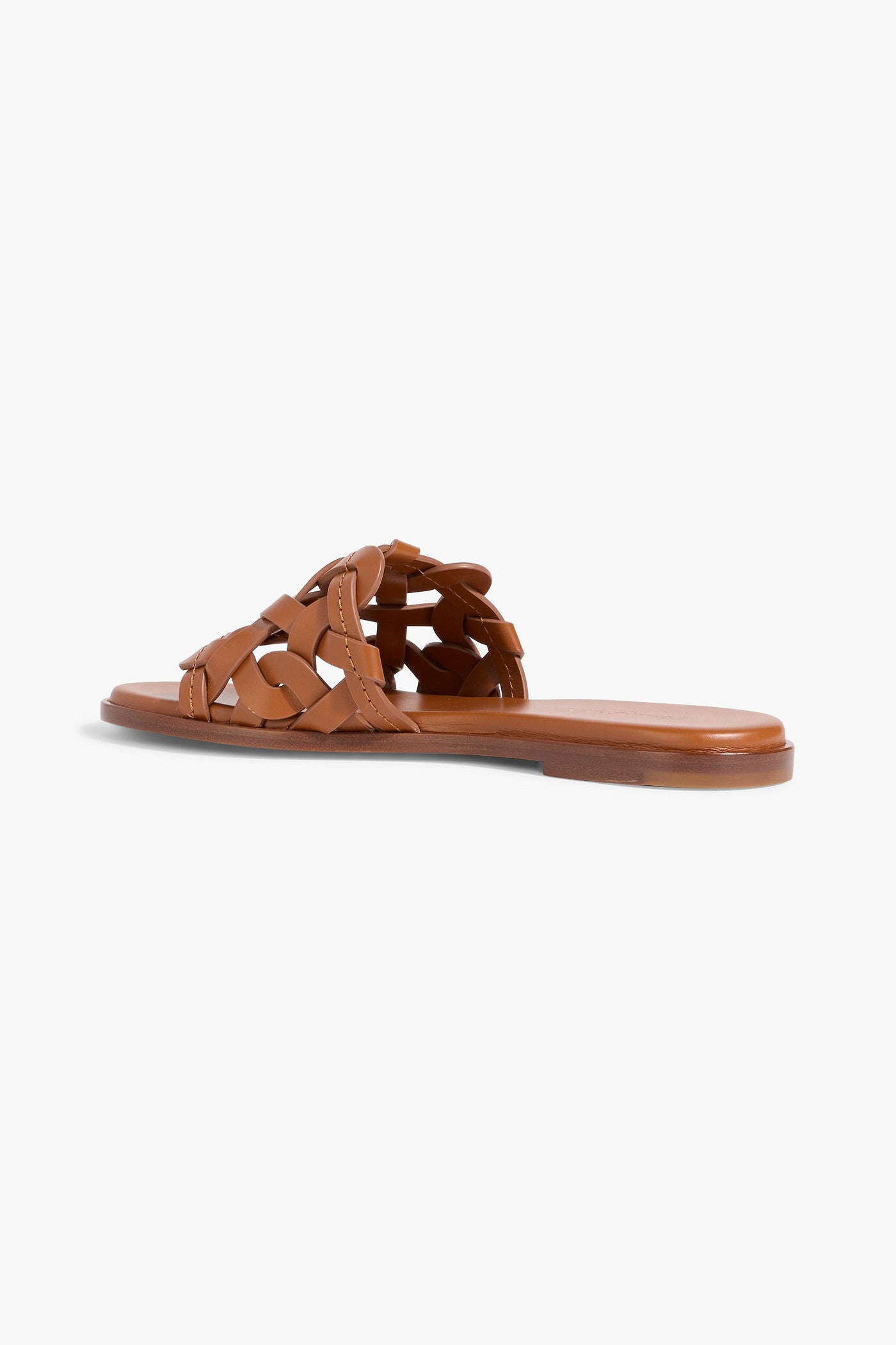 Gianvito Rossi Amalfi Woven Leather Slides Tan Women's