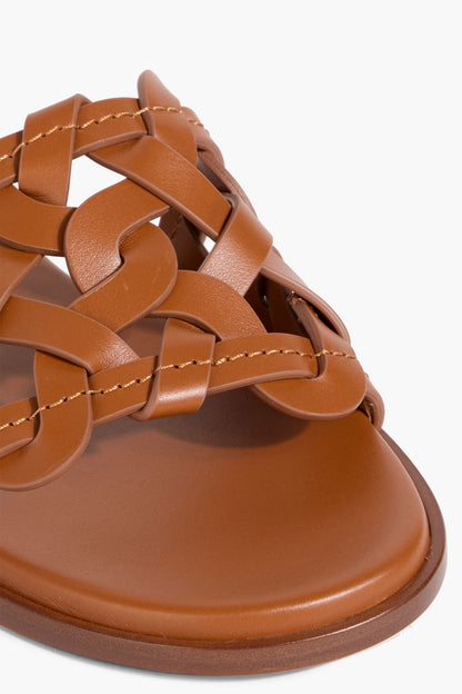 Gianvito Rossi Amalfi Woven Leather Slides Tan Women's