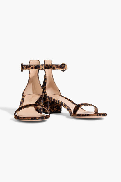 Gianvito Rossi Gaeta 60 Leopard-Print Velvet Sandals Animal Print Women's