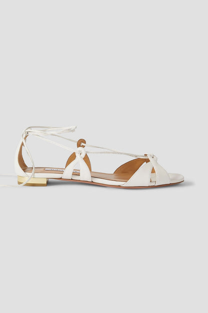Aquazzura Cala Di Volpe Leather Sandals White Women's