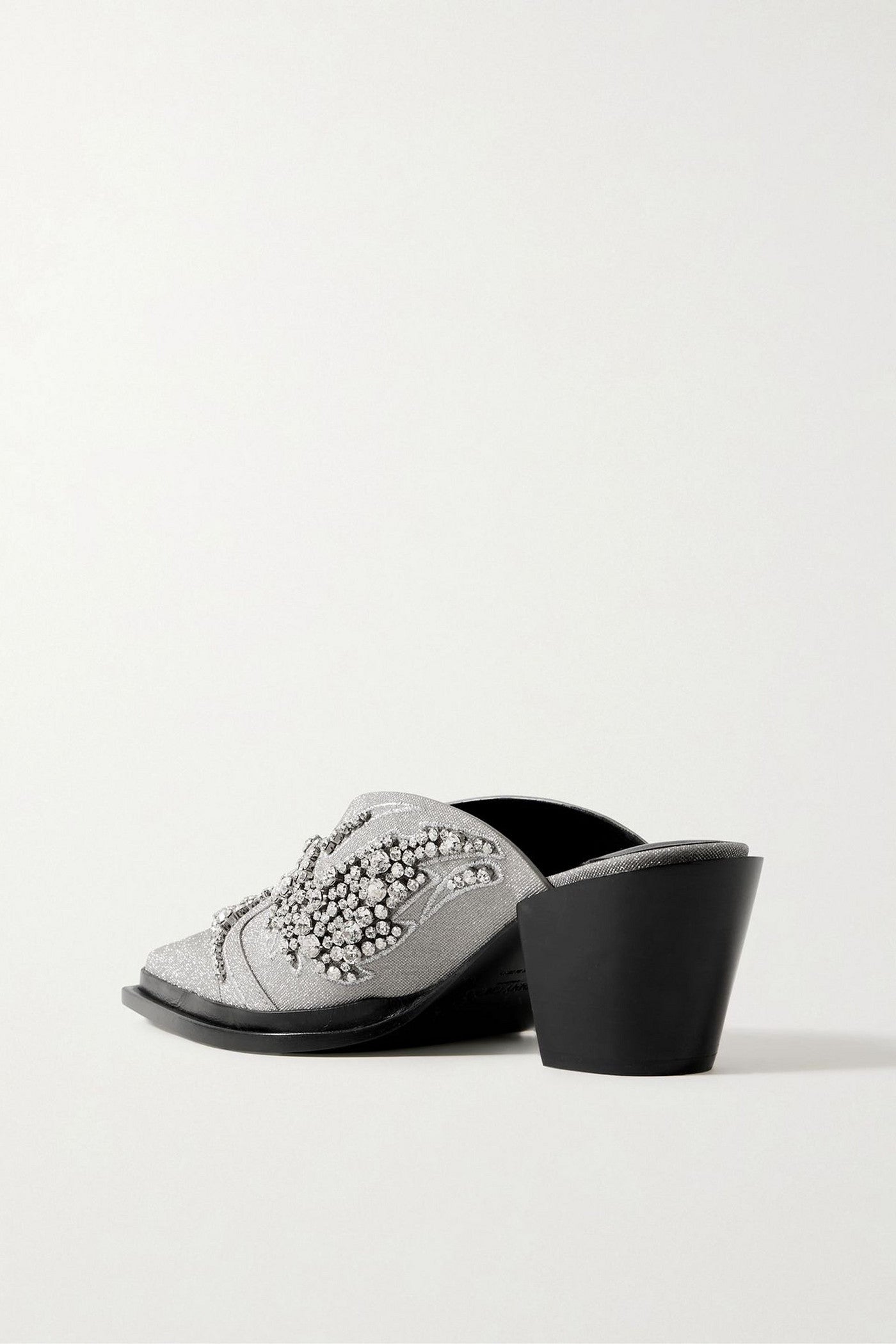 Jimmy Choo Cece Ii 60 Embroidered Crystal-Embellished Metallic Canvas Mules Silver Women's