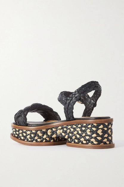 Gabriela Hearst Michael Braided Raffia Sandals Black Women's