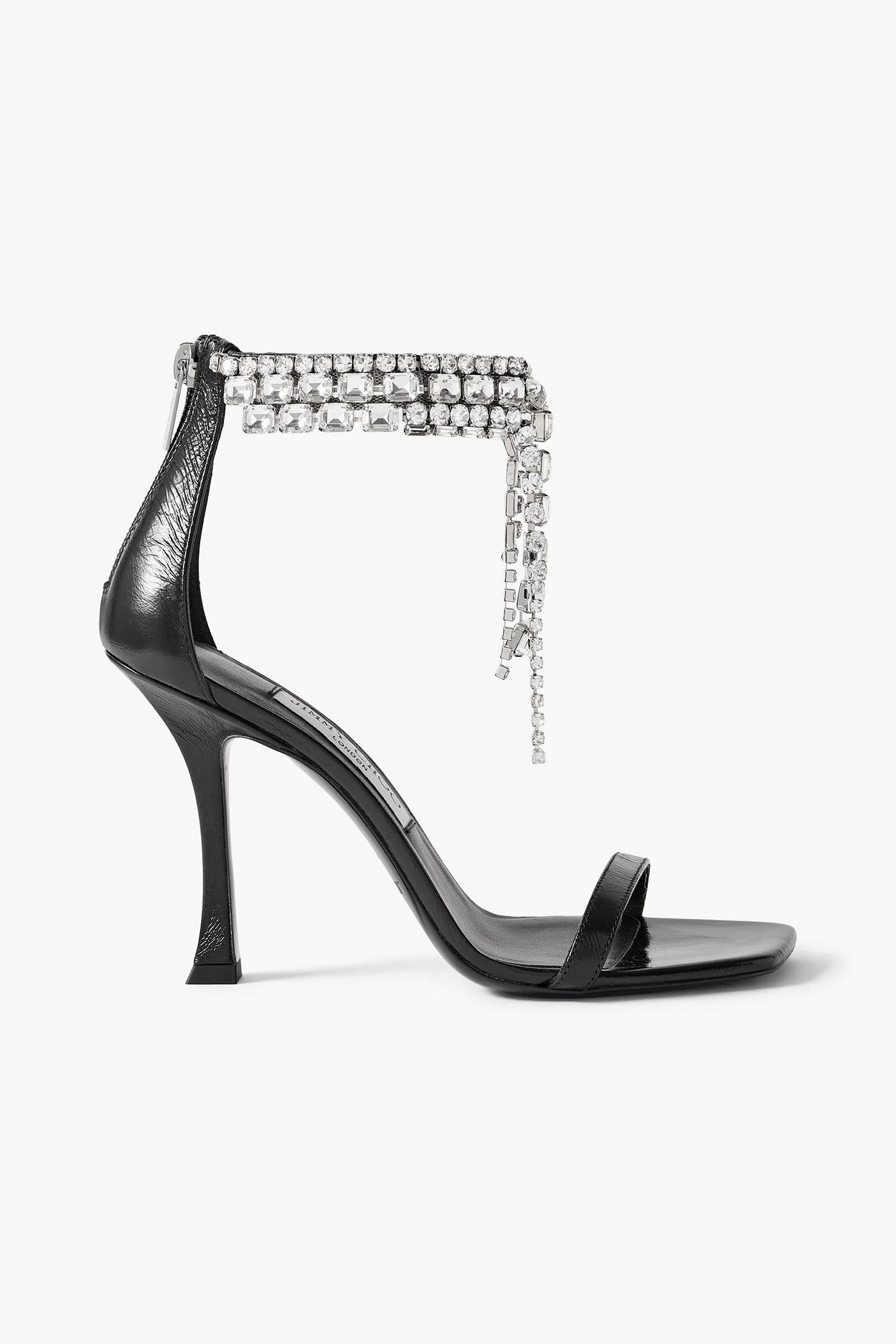 Jimmy Choo Verity 100 Crystal-Embellished Leather Sandals Black Women's