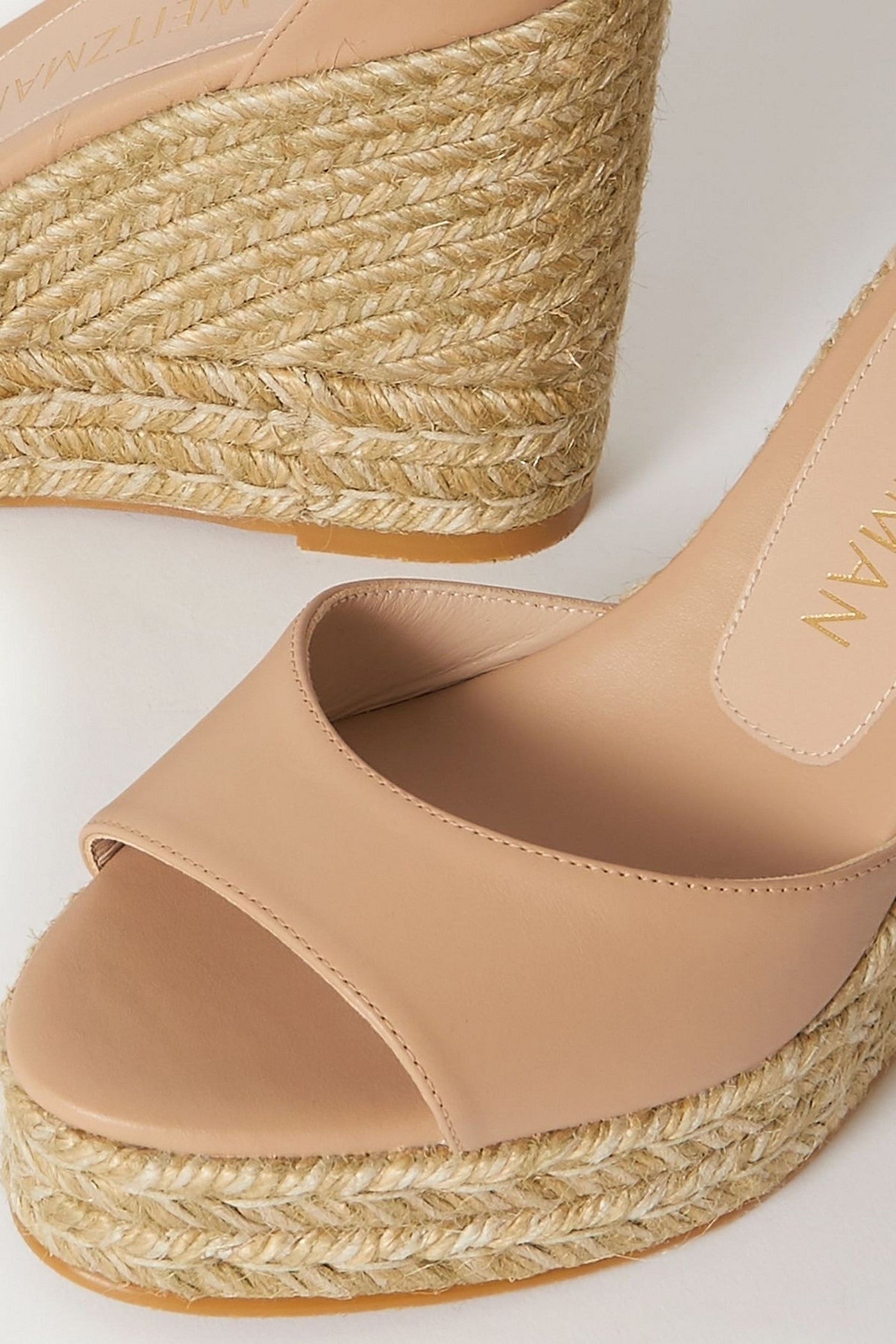 Stuart Weitzman Leather Espadrille Wedge Sandals Neutral Women's