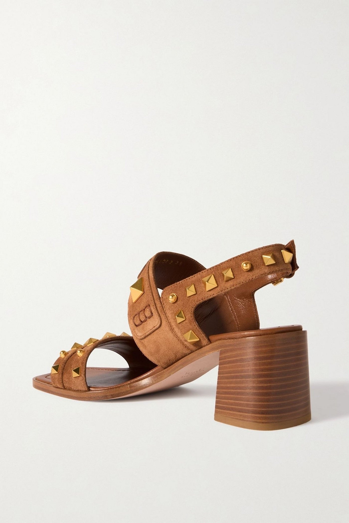 Valentino Garavani Plaster Caster 60 Studded Suede Slingback Sandals Tan Women's