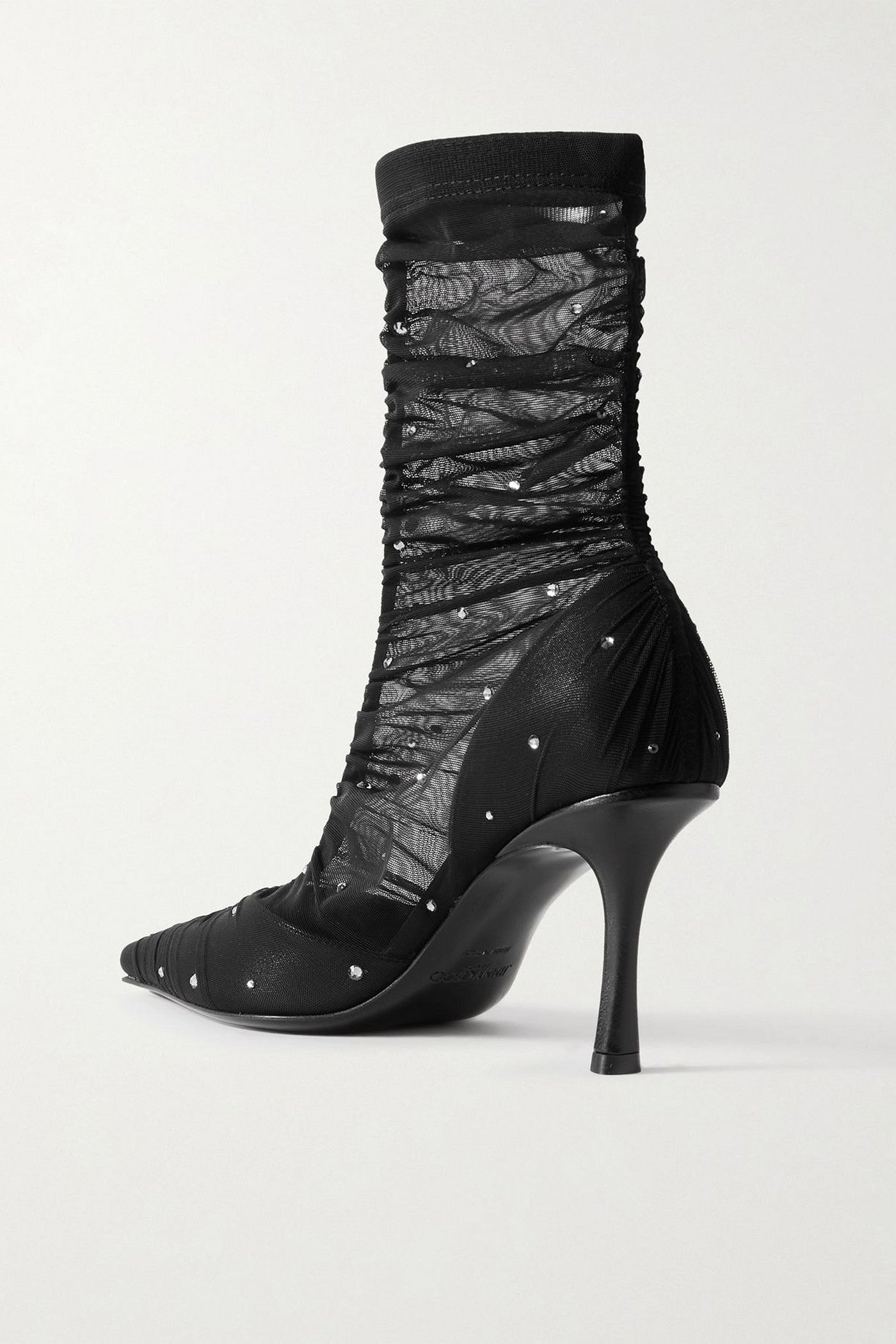 Jimmy Choo Lotta Ab 85 Crystal-Embellished Tulle And Satin Sock Boots Black Women's