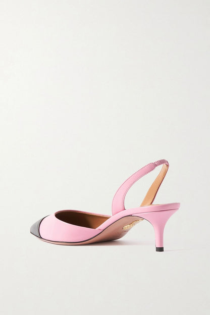 Aquazzura Milanese 50 Leather Slingback Pumps Baby Pink Women's