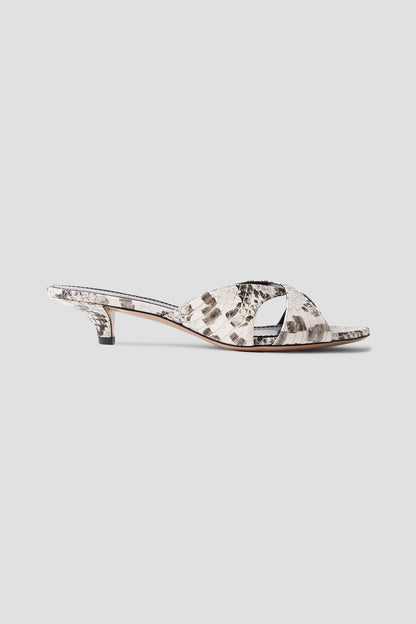 Paris Texas Laila Snake-Effect Leather Mules Off-White Women's