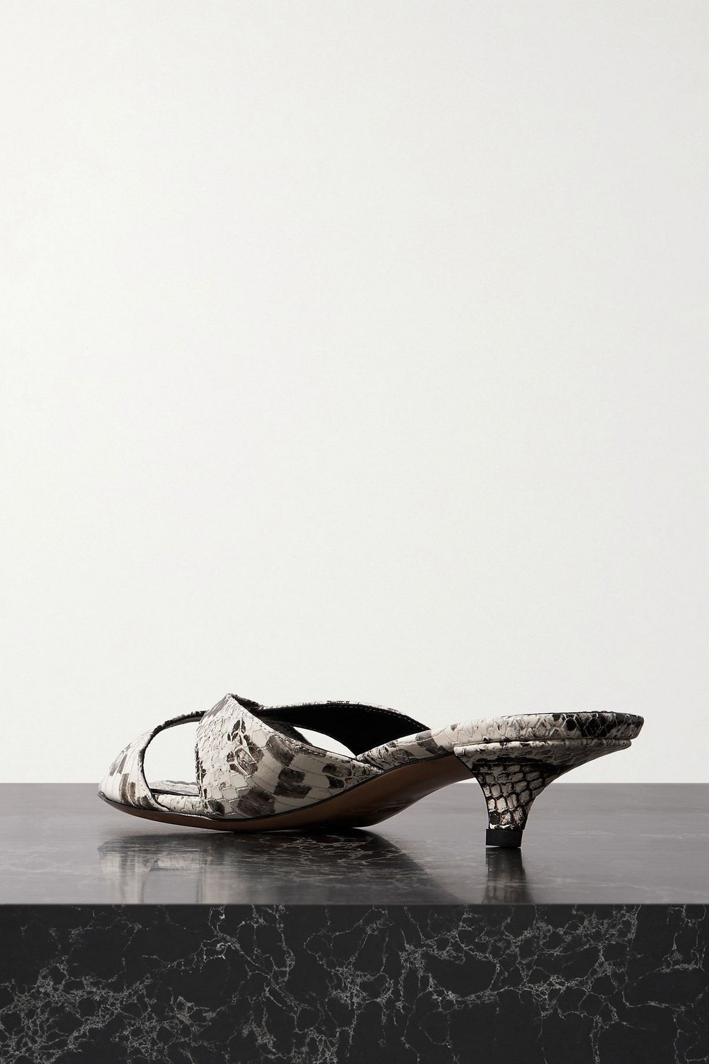 Paris Texas Laila Snake-Effect Leather Mules Off-White Women's