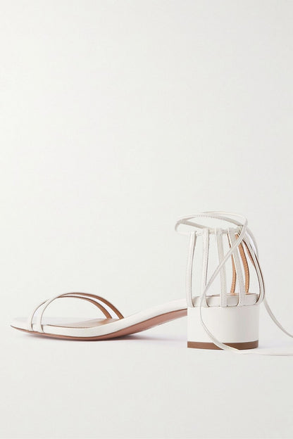 Aquazzura Straight To Heaven Leather Sandals White Women's