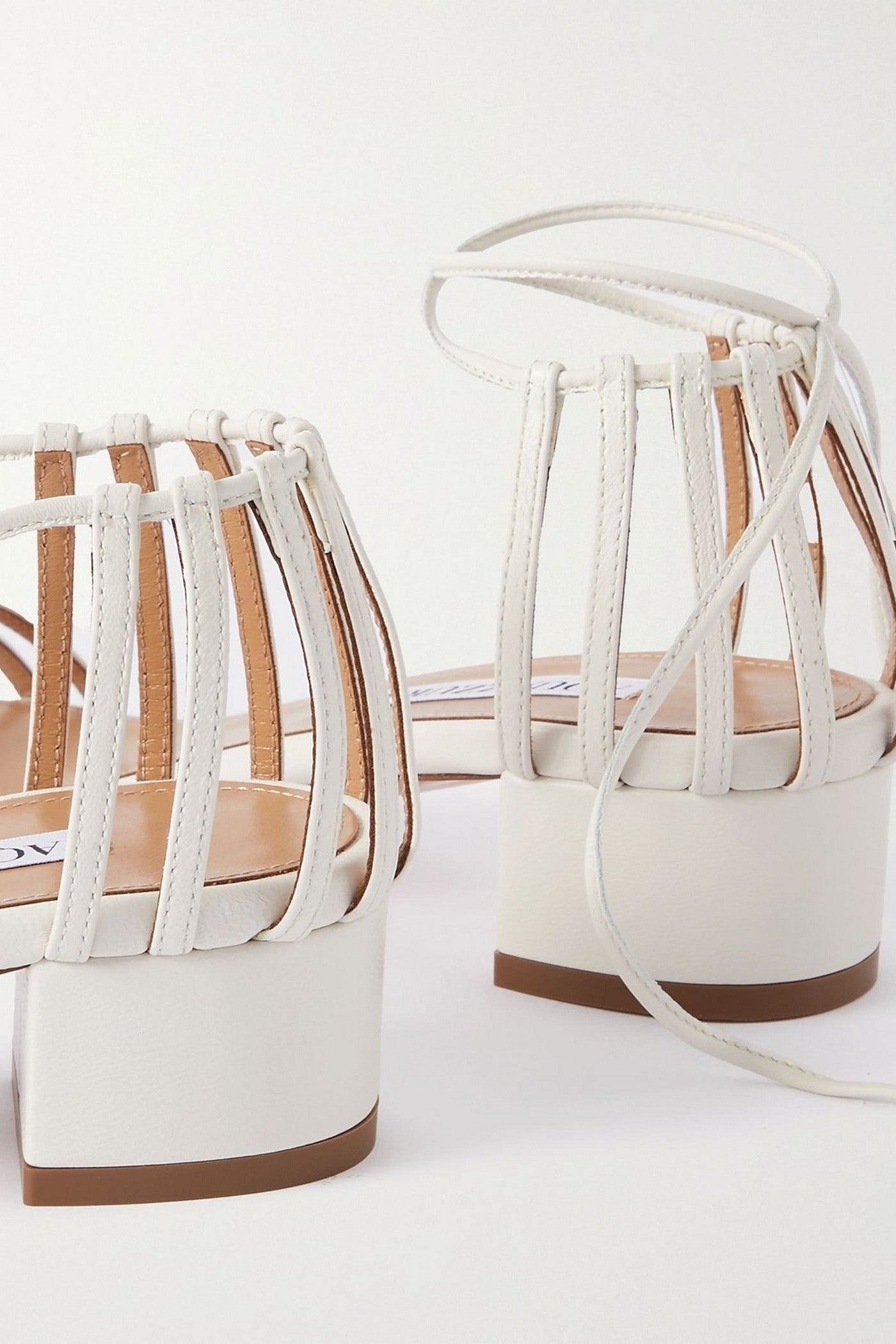 Aquazzura Straight To Heaven Leather Sandals White Women's