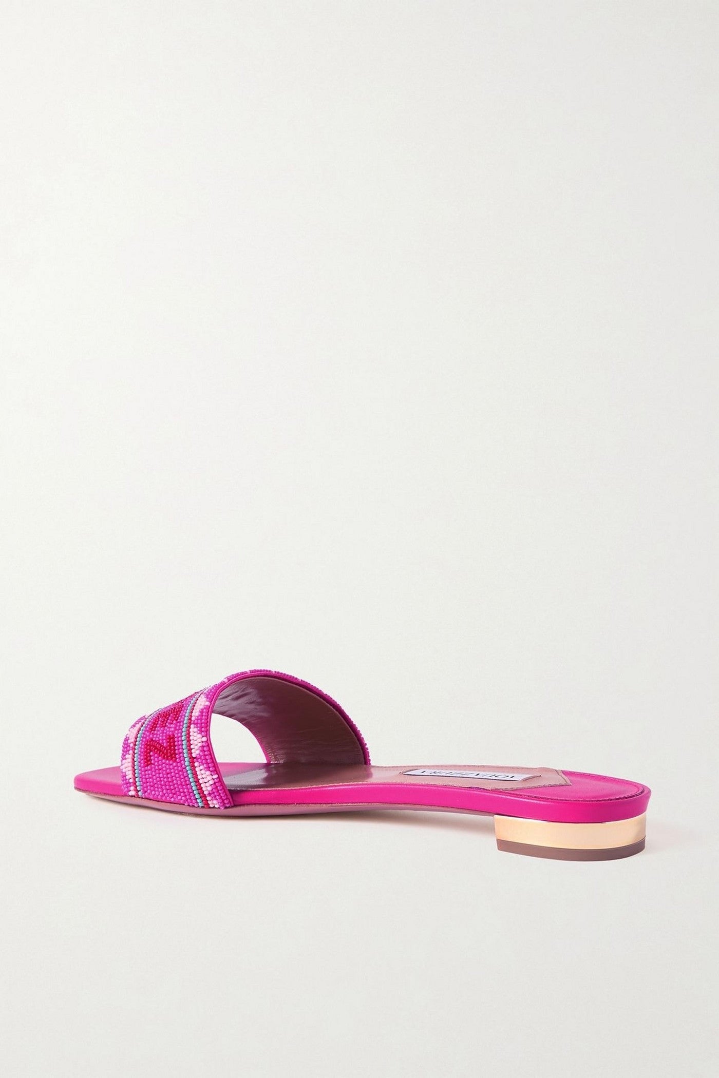 Aquazzura St. Tropez Beaded Leather Slides Fuchsia Women's