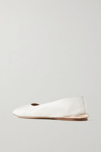 Gabriela Hearst Fleur Embellished Canvas Ballet Flats Ivory Women's