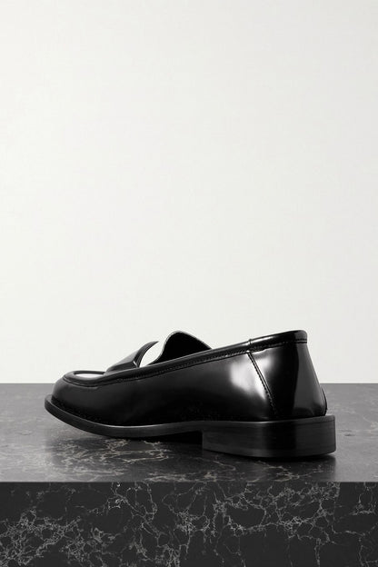 The Attico Amanda Logo-Debossed Two-Tone Leather Loafers Black Women's