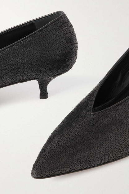 Emme Parsons Veneto Sequined Leather Pumps Black Women's