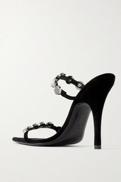 The Attico Venus Studded Suede Sandals Black Women's