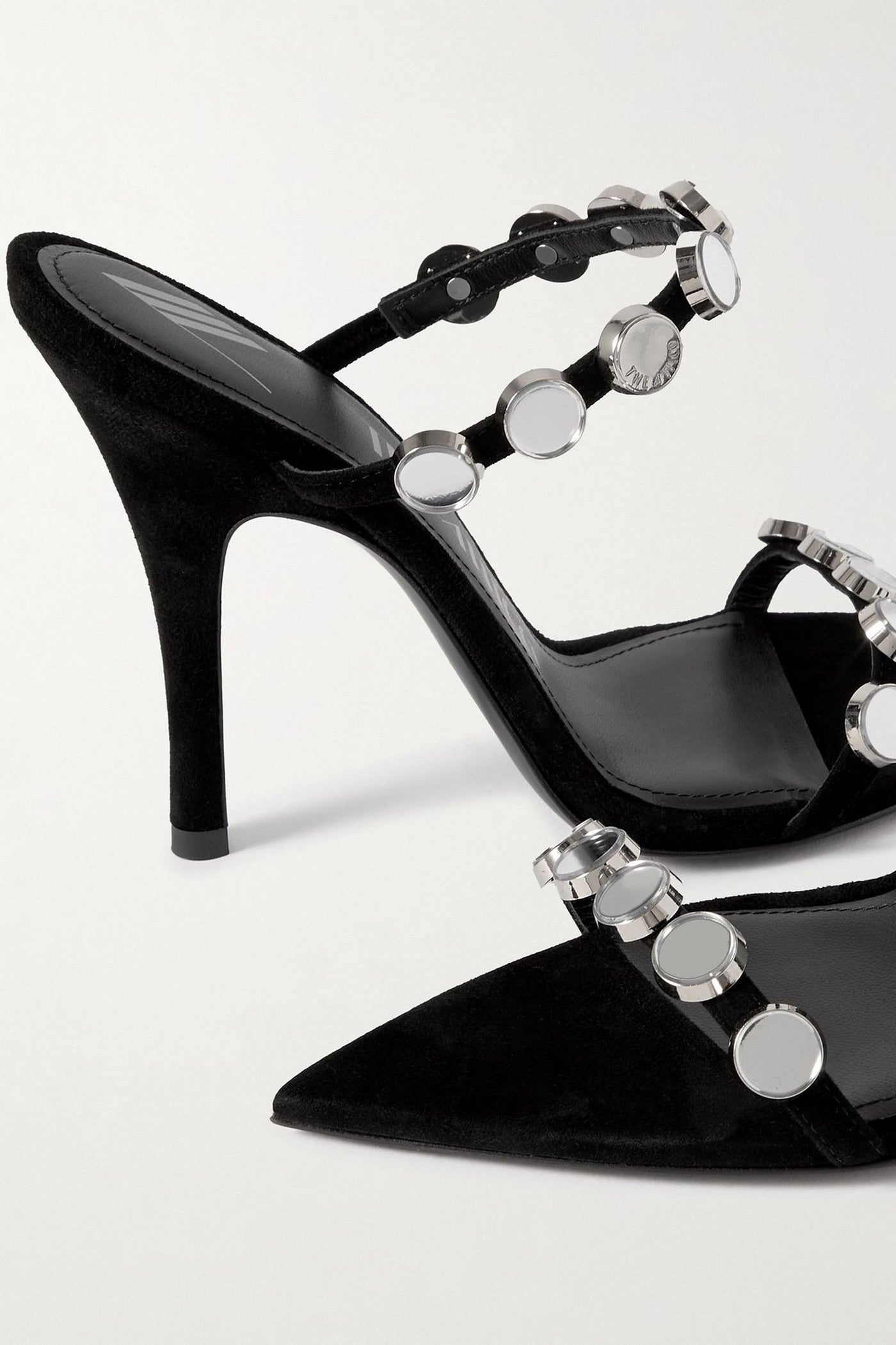The Attico Venus Studded Suede Sandals Black Women's