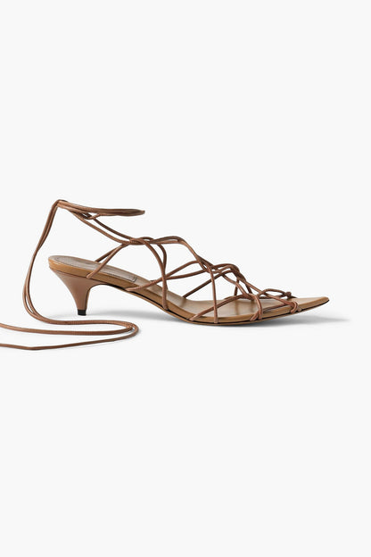 Khaite Arden Leather Sandals Camel Women's