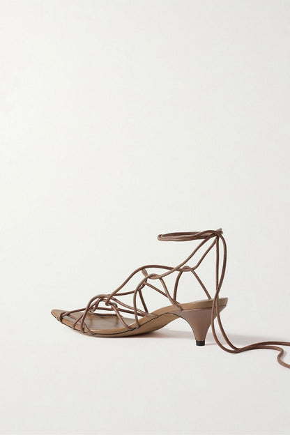 Khaite Arden Leather Sandals Camel Women's