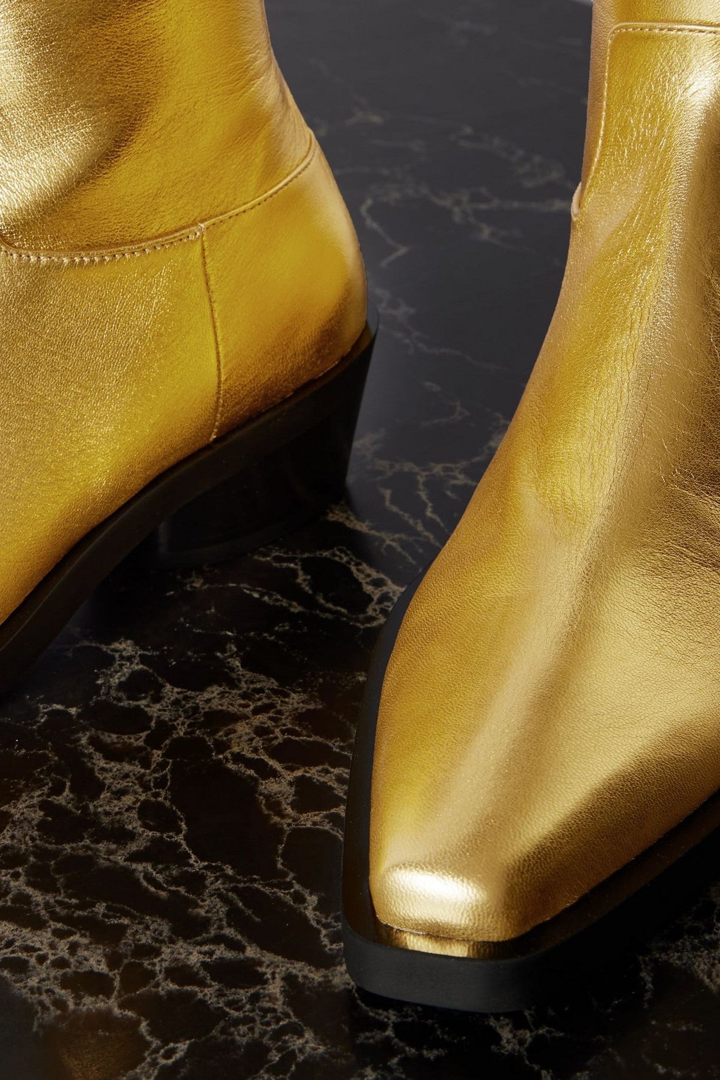 Proenza Schouler Bronco Metallic Leather Ankle Boots Gold Women's