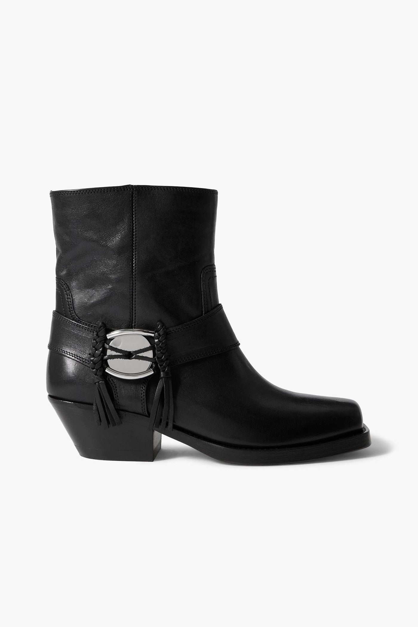 Isabel Marant Akson Embellished Tasseled Leather Ankle Boots Black Women's