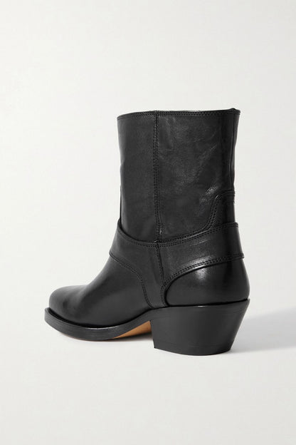 Isabel Marant Akson Embellished Tasseled Leather Ankle Boots Black Women's