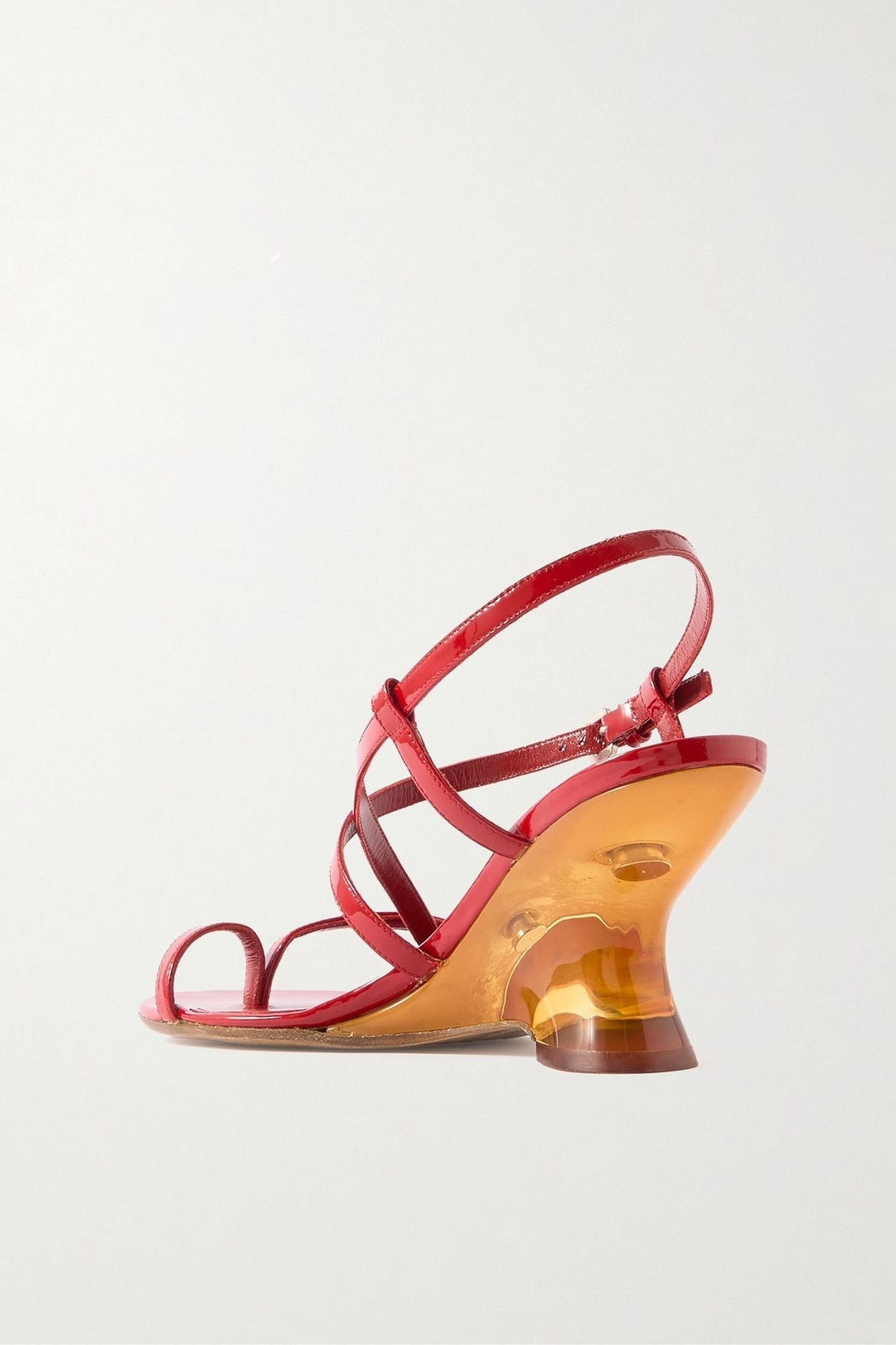 Dries Van Noten Patent-Leather Wedge Sandals Red Women's