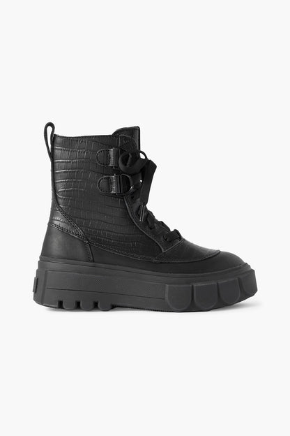Sorel Caribou Smooth And Croc-Effect Leather Ankle Boots Black Women's