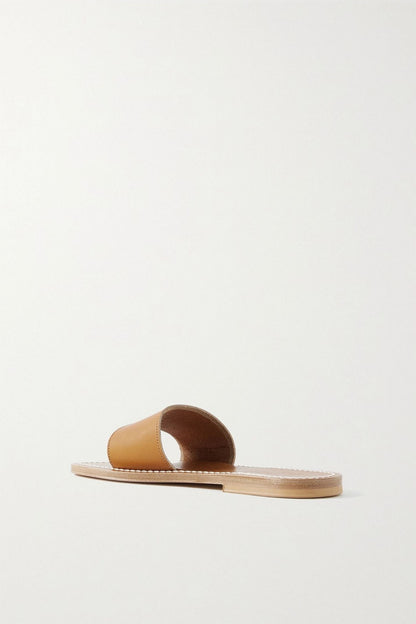 K.Jacques St. Tropez Anacapri Leather Slides Tan Women's