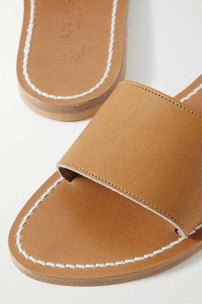 K.Jacques St. Tropez Anacapri Leather Slides Tan Women's