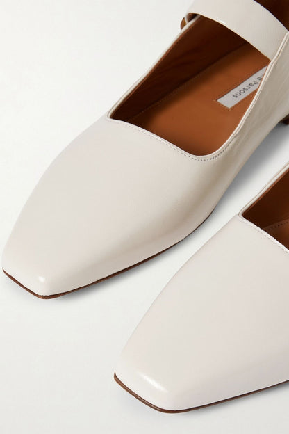 Emme Parsons Tramonto Glossed-Leather Mary Jane Ballet Flats Off-White Women's