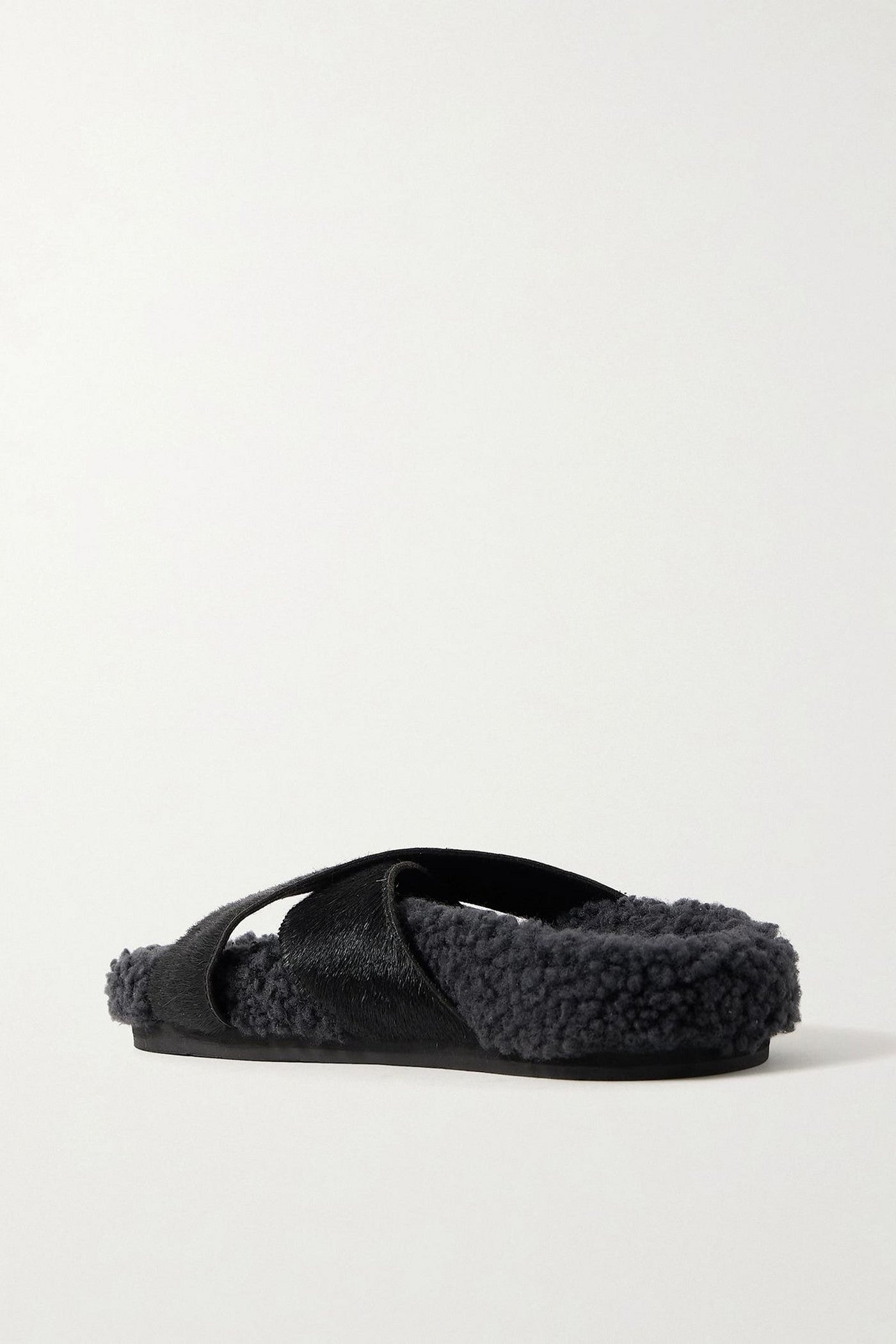 Ancient Greek Sandals Anilio Calf Hair And Shearling Slides Black Women's