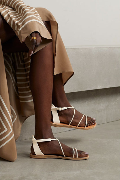 Ancient Greek Sandals Meloivia Leather Sandals Ivory Women's
