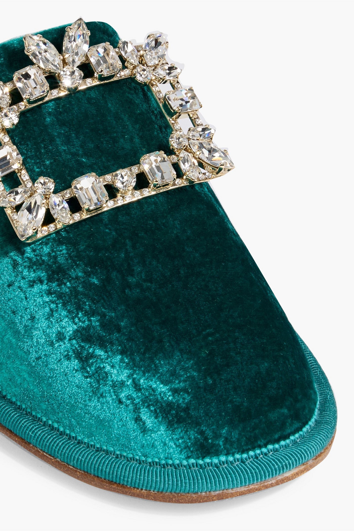 Roger Vivier Hotel Rv Embellished Velvet Slippers Jade Women's