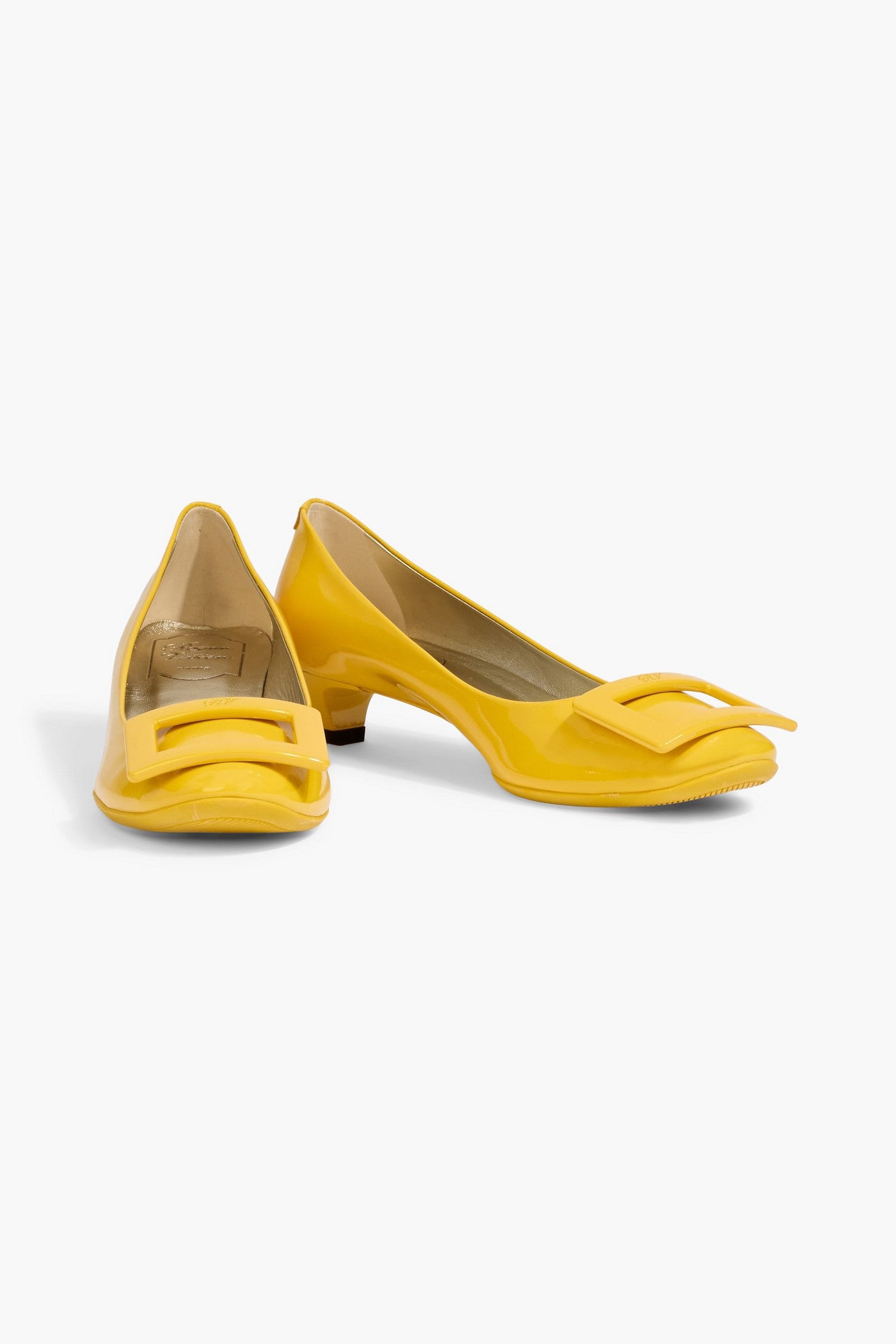 Roger Vivier Belle Vivier Buckle-Embellished Patent-Leather Pumps Yellow Women's