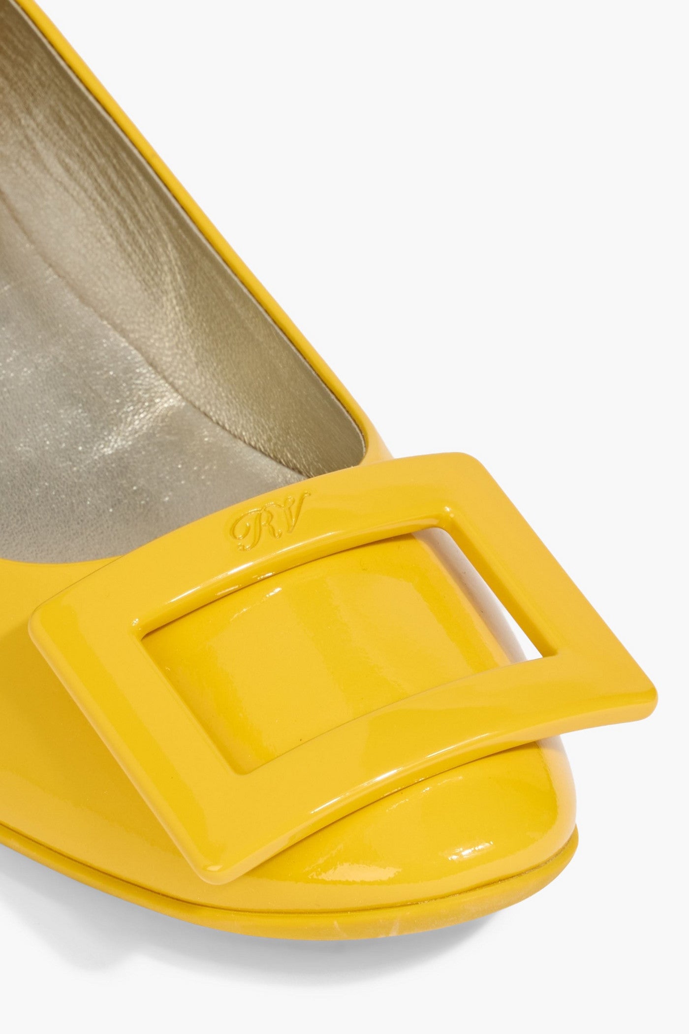 Roger Vivier Belle Vivier Buckle-Embellished Patent-Leather Pumps Yellow Women's