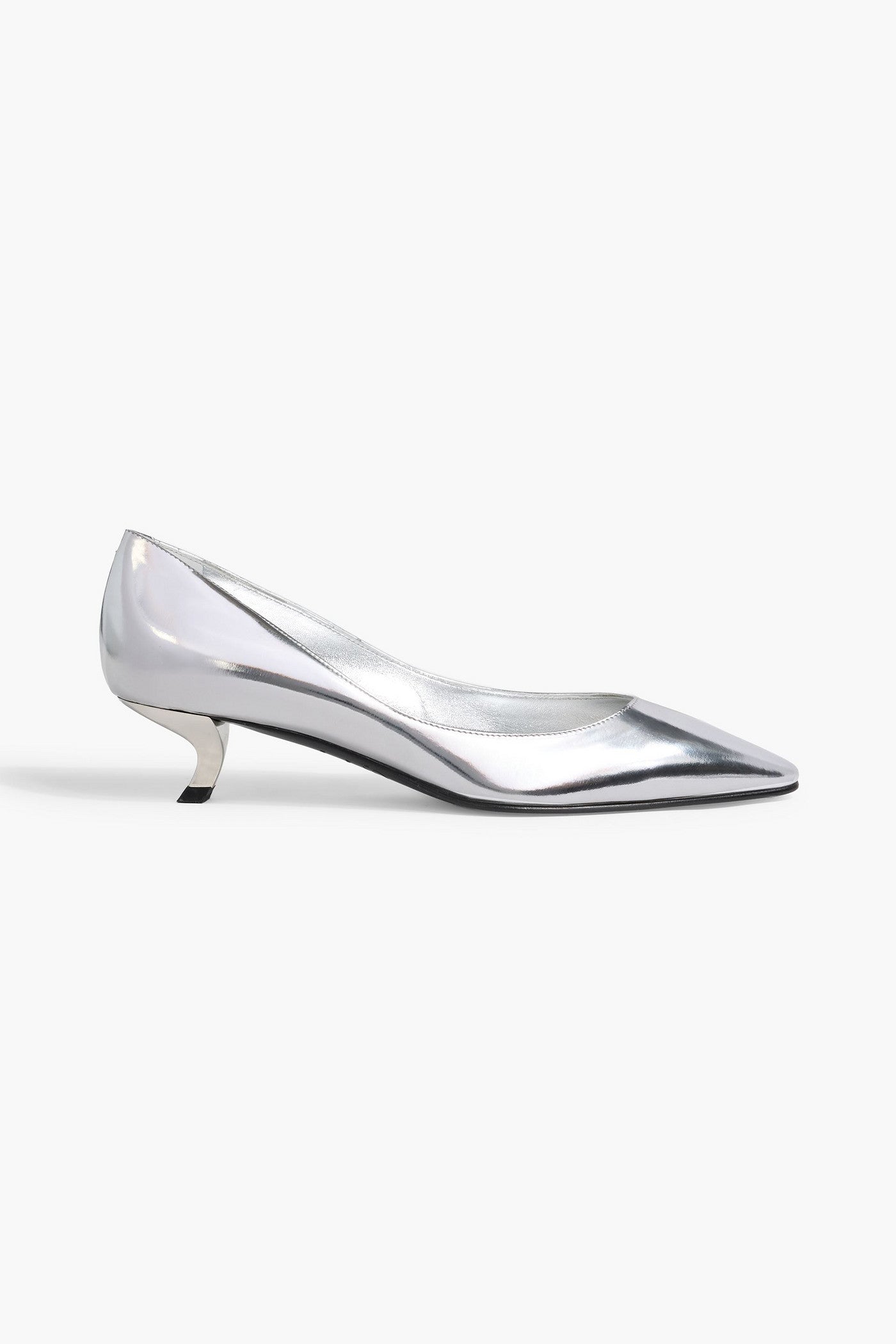 Roger Vivier Virgule Mirrored-Leather Pumps Silver Women's