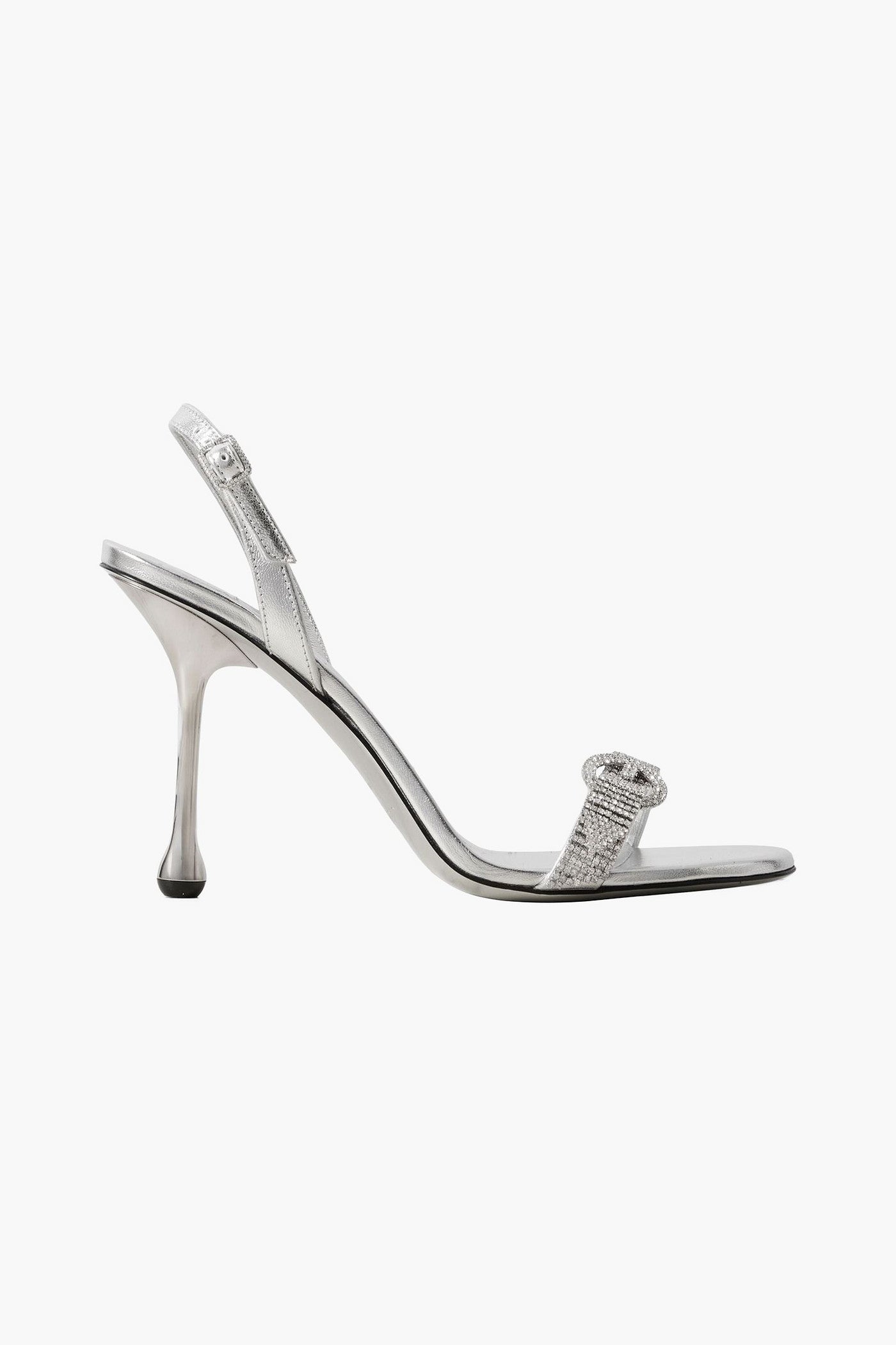 Jimmy Choo Tabatha 95 Crystal-Embellished Metallic Leather Slingback Sandals Silver Women's
