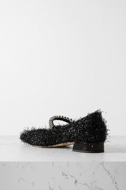 Jimmy Choo Bing 25 Crystal-Embellished Tinsel Pumps Black Women's